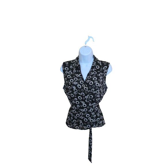 Caviar Sleeveless Wrap Black & White geometric whimsygoth academia office wear - Picture 1 of 5